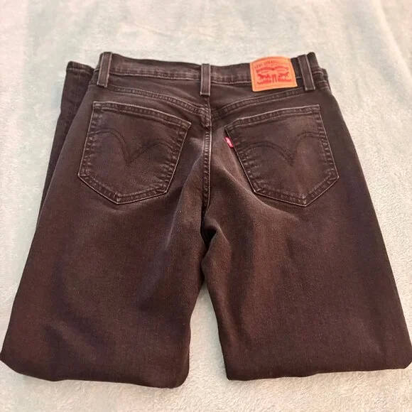 Levi's Wedgie Straight Black Jeans Size 28 - Picture 9 of 11